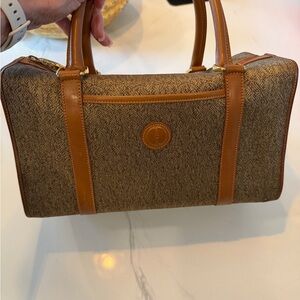 Gucci Brown Canvas Satchel with Tan Leather Trim